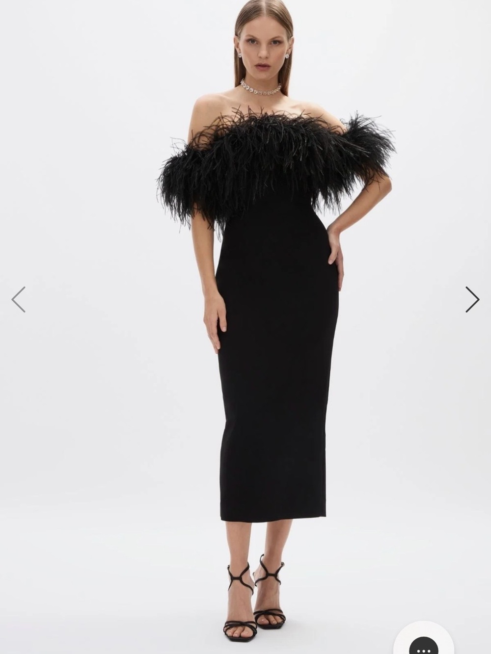 Rachel Gilbert Link Black Strapless Feather Trim Dress (Size 1/US 4)